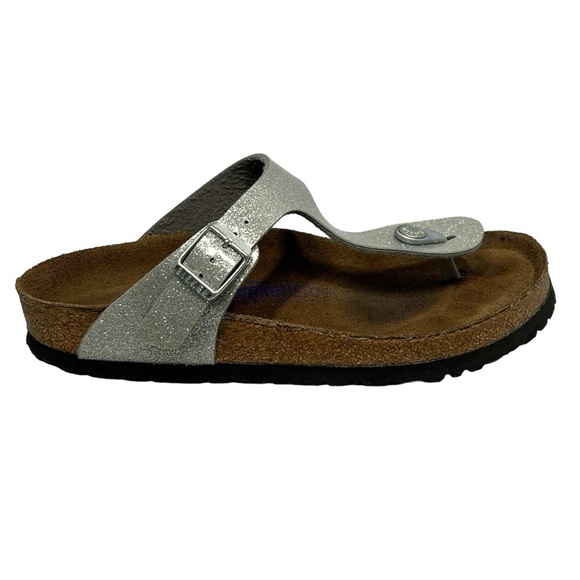 BIRKENSTOCK GIZEH Soft Footbed Silver Sparkle Thong Sandals Women's 37 US 6-6.5 - Picture 8 of 16